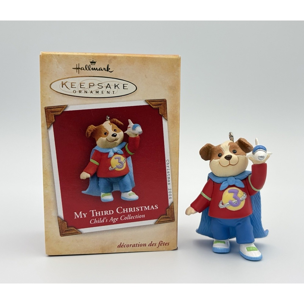 Hallmark Keepsake Ornament 2004 My Third Christmas Superhero Puppy Dog Vintage